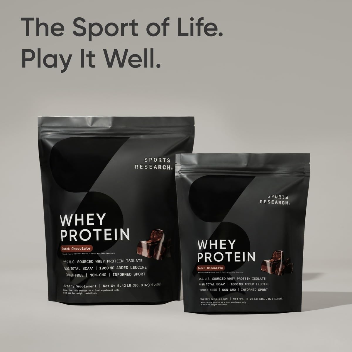 Sports Research Whey Protein - Sports Nutrition Whey Isolate Protein Powder for Lean Muscle Building & Workout Recovery - 5 lb Bag Bulk Protein Powder 25g per Serving - Dutch Chocolate, 56 Servings - Nirvana Guru