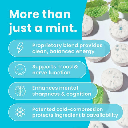 NeuroGum Energy & Focus Mints (Peppermint, 90 Pieces) | 40mg Natural Caffeine + L-Theanine + Vitamin B12 & B6 | Sugar Free Nootropic Cognitive Brain Performance Supplement