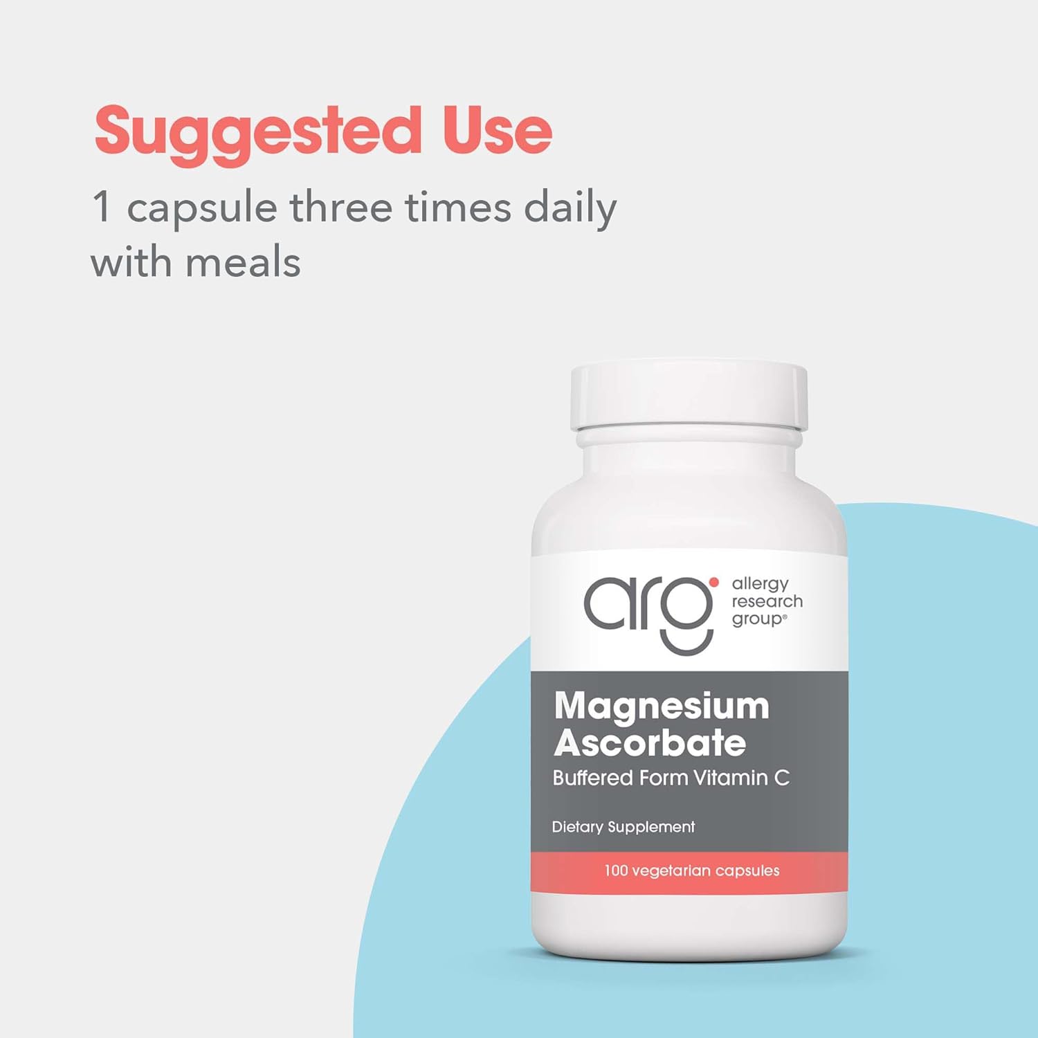 Allergy Research Group Magnesium Ascorbate Supplement - 1000mg Buffered Vitamin C, Immune Support, Magnesium Powder, Vegetarian Capsules - 100 Count Nirvana Guru