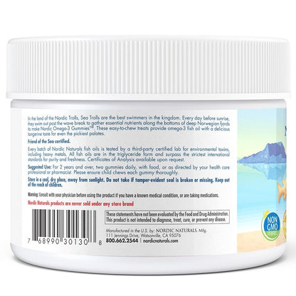 Nordic Naturals Nordic Omega-3 Gummies, Tangerine - 120 Gummies - 82 mg Total Omega-3s with EPA & DHA - Non-GMO - 60 Servings - Nirvana Guru