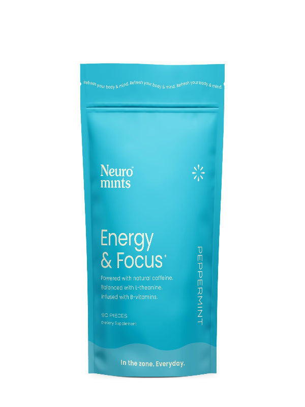 NeuroGum Energy & Focus Mints (Peppermint, 90 Pieces) | 40mg Natural Caffeine + L-Theanine + Vitamin B12 & B6 | Sugar Free Nootropic Cognitive Brain Performance Supplement