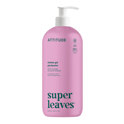 ATTITUDE Body Wash, EWG Verified Shower Gel, Dermatologically Tested, Plant and Mineral-Based, Vegan Personal Care Products, Orange Leaves, 32 Fl Oz Nirvana Guru
