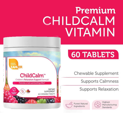 Zahler ChildCalm, Kosher Fruit Punch Chewable Magnesium for Kids - Natural Calm, Mood Support, and Relaxation - Calming Kids Magnesium Supplement Childrens Magnesium, 60 Tablets - Nirvana Guru