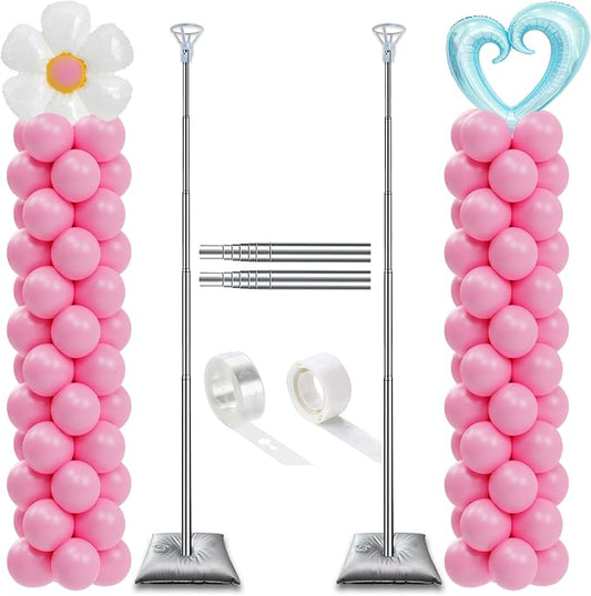 Balloon Column Stand Set of 2, Adjustable 7 Feet Ballon Arch Stands with Bases for Floor, Tall Baloon Tower Pillar Assembly Kit for Halloween, Birthday, Party Decorations nirvanaguru
