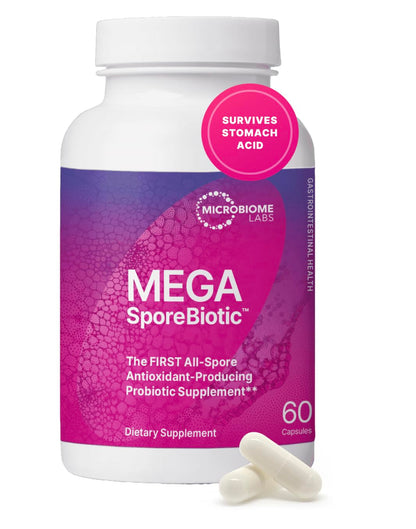 Microbiome Labs MegaSporeBiotic Probiotics for Women & Men - Spore Based Probiotics for Digestive Health - Shelf Stable & Travel-Friendly (60 Capsules) - Nirvana Guru