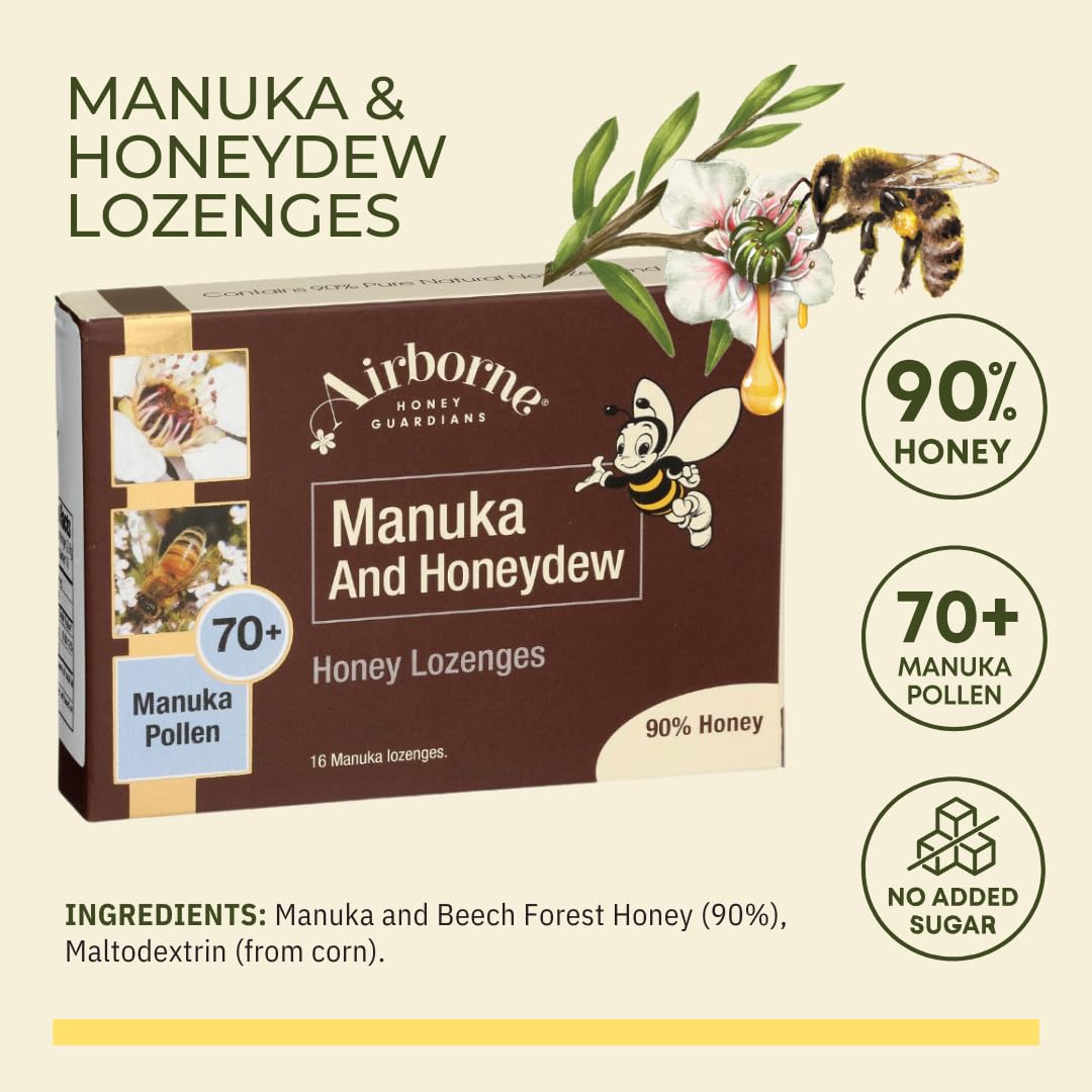 Airborne (New Zealand) Manuka Honey & Honeydew Lozenges (16 x 0.1oz) Nirvana Guru