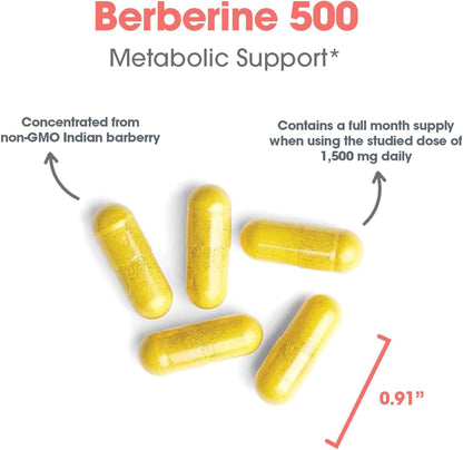 Allergy Research Group Berberine 500mg Supplement - Multi-Faceted Metabolic Support, Supports Healthy Cholesterol, Indian Barberry Root, Hypoallergenic, Vegetarian Capsules - 90 Count Nirvana Guru