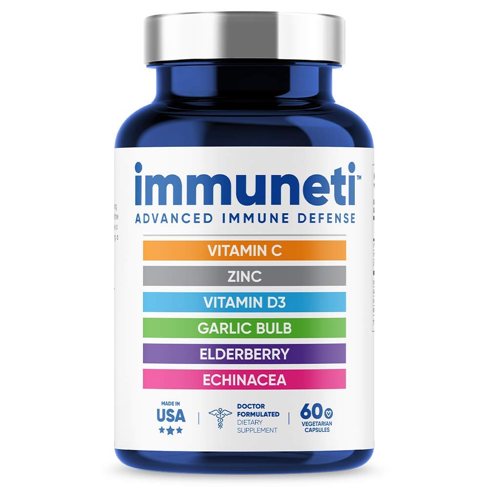 Immuneti - Advanced Immune Defense, 6-in-1 Powerful Blend of Vitamin C, Vitamin D3, Zinc, Elderberries, Garlic Bulb, Echinacea - 3 Pack - Supports Overall Health Nirvana Guru