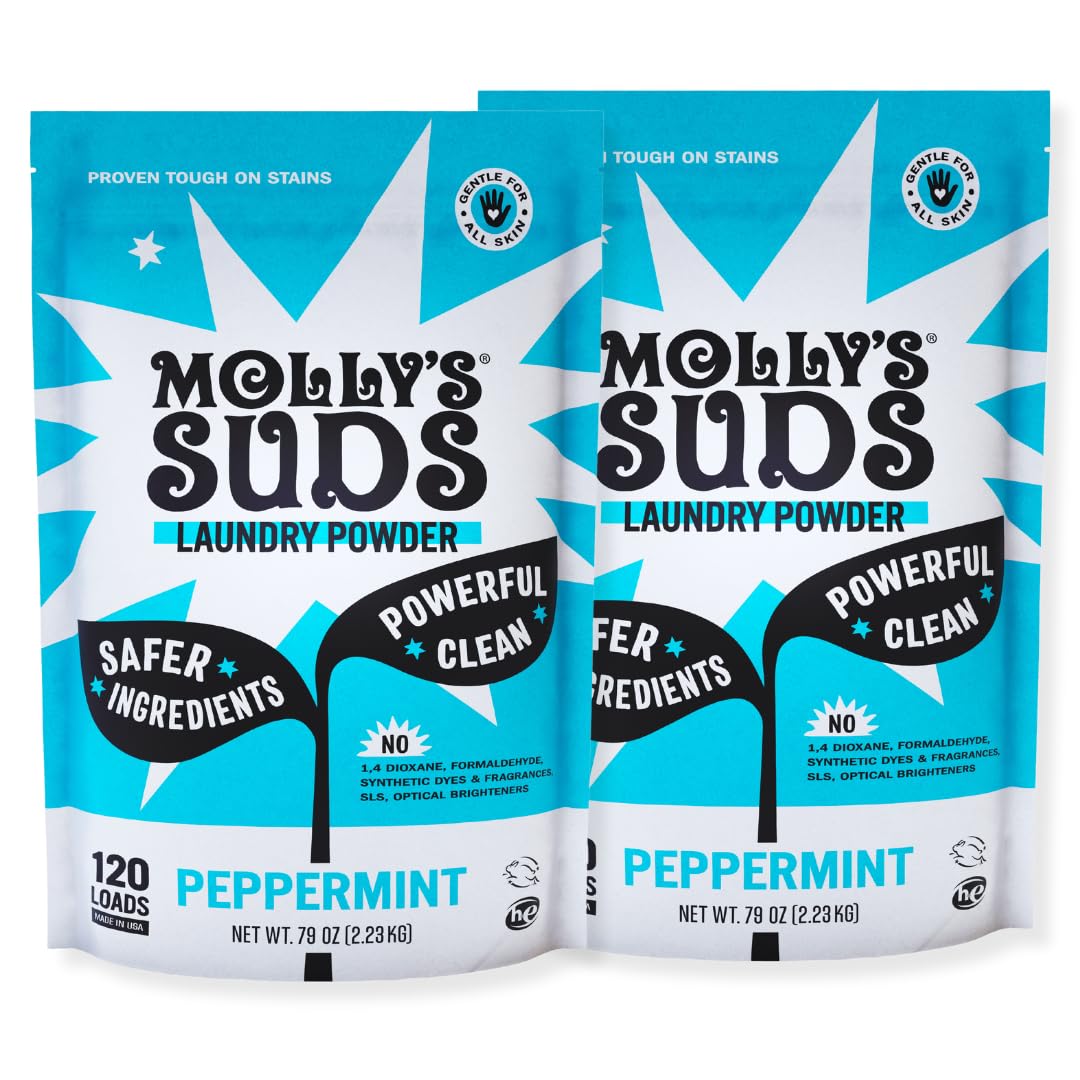 Molly's Suds Super Powder Detergent | Extra Strength Laundry Soap, Stain Fighting | Sensitive Skin | Simple, Effective Ingredients | 60 Loads - Lavender