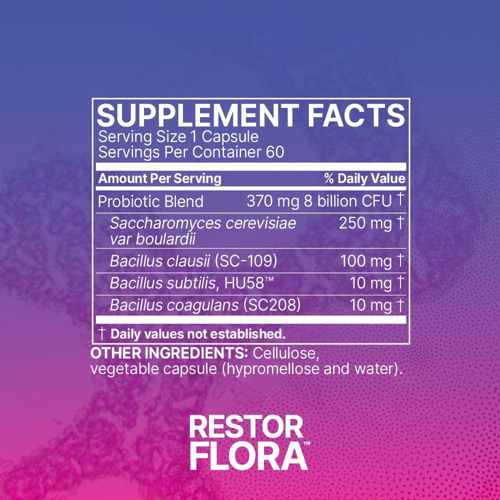 Microbiome Labs Restorflora Probiotics for Digestive Health - Gut Health Supplements with Dual Action Probiotics for Women, Men & Kids 5+ - Support Bowel Regularity & Immune Function (50 Capsules) - Nirvana Guru