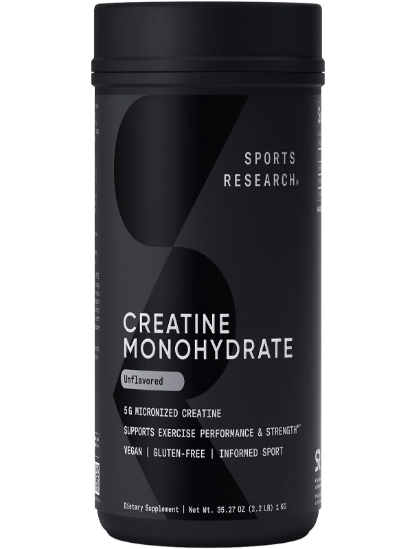 Sports Research Creatine Monohydrate - Gain Lean Muscle, Improve Performance and Strength and Support Workout Recovery - 5 g Micronized Creatine - 1.1LBS - Nirvana Guru
