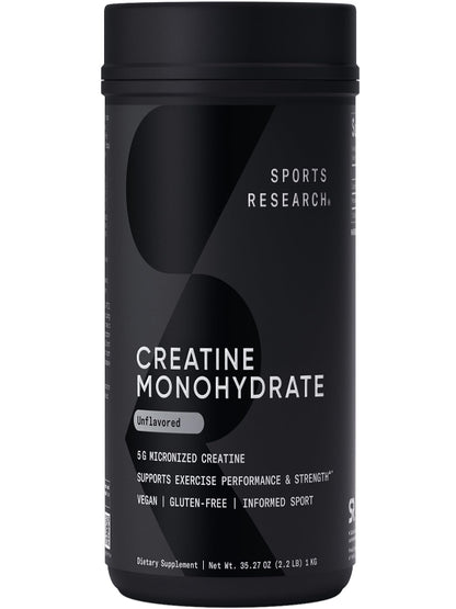 Sports Research Creatine Monohydrate - Gain Lean Muscle, Improve Performance and Strength and Support Workout Recovery - 5 g Micronized Creatine - 1.1LBS - Nirvana Guru