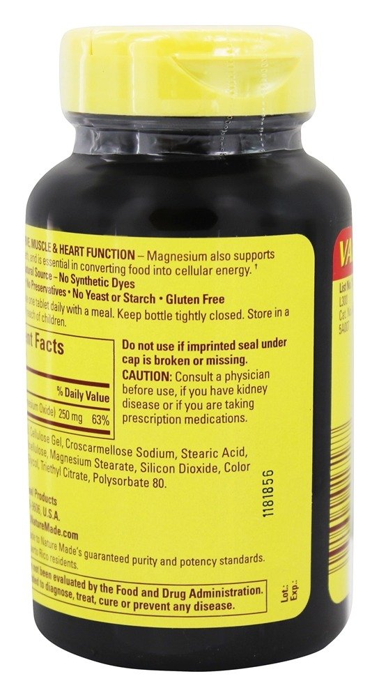 Nature Made Magnesium 250 mg, Magnesium Supplement for Muscle, Heart, Bone and Nerve Support, 90 Softgels, 90 Day Supply - Nirvana Guru