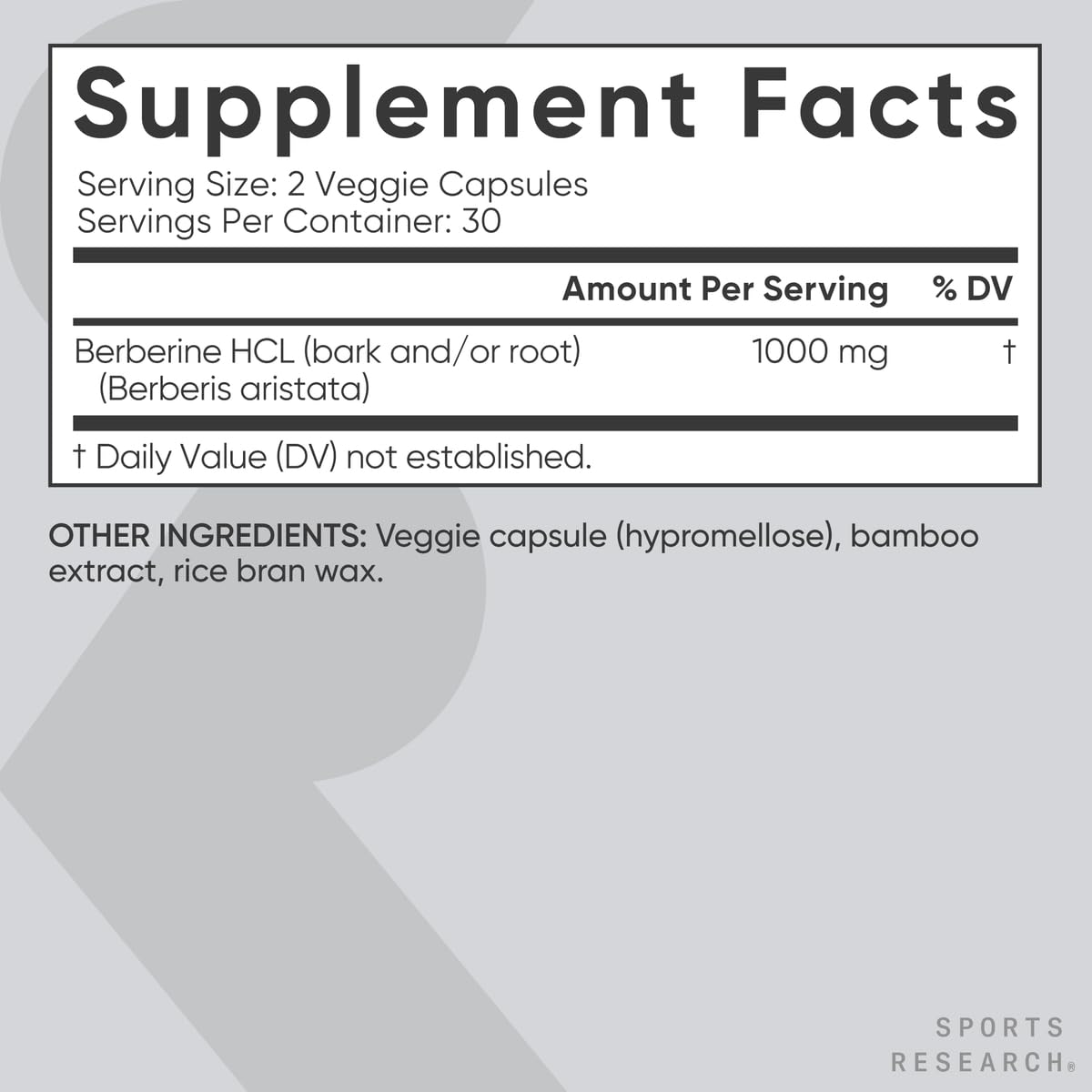 Sports Research Berberine - Herbal Ayurvedic Metabolic Health Support - 500 mg - 60 Capsules - Vegan Certified, Gluten-Free, Non-GMO - Nirvana Guru