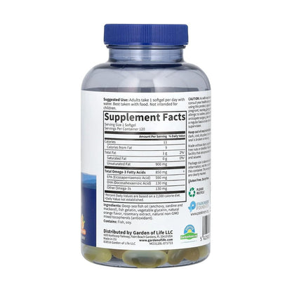 Garden of Life EPA/DHA Omega 3 Fish Oil - Minami Natural Brain Function, Heart and Mood Supplement, 60 Softgels - Nirvana Guru