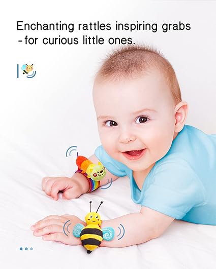 Infinno Baby Wrist Rattle Socks and Foot Finder Set, Perfect Baby Toys for 0-12 Months Newborn Boys and Girls As Shower Gifts, Garden Bug Series nirvanaguru