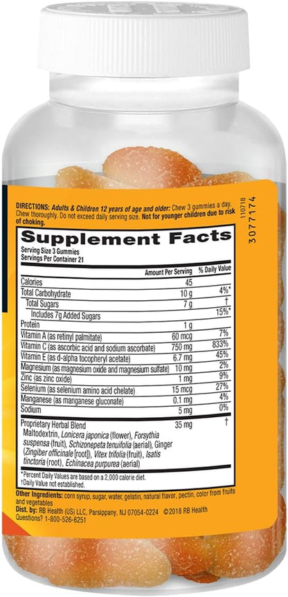 Airborne 750mg Vitamin C Immune Support Supplement Gummies for Adults, Zesty Orange Flavor, Gluten Free Crafted Blend with Powerful Antioxidants Vitamins A C & E, 63 Gummies (6 Pack) Nirvana Guru