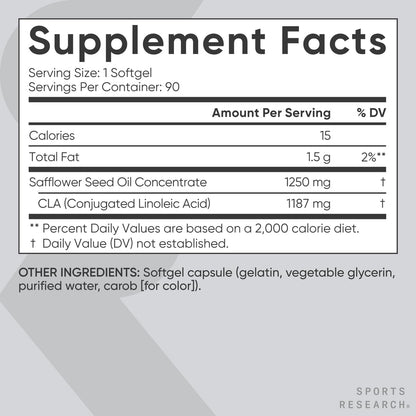 Sports Research CLA - 1250mg with Active Conjugated Linoleic Acid for Men and Women | Non-GMO, Soy & Gluten Free - 95% (180 Softgels)… - Nirvana Guru