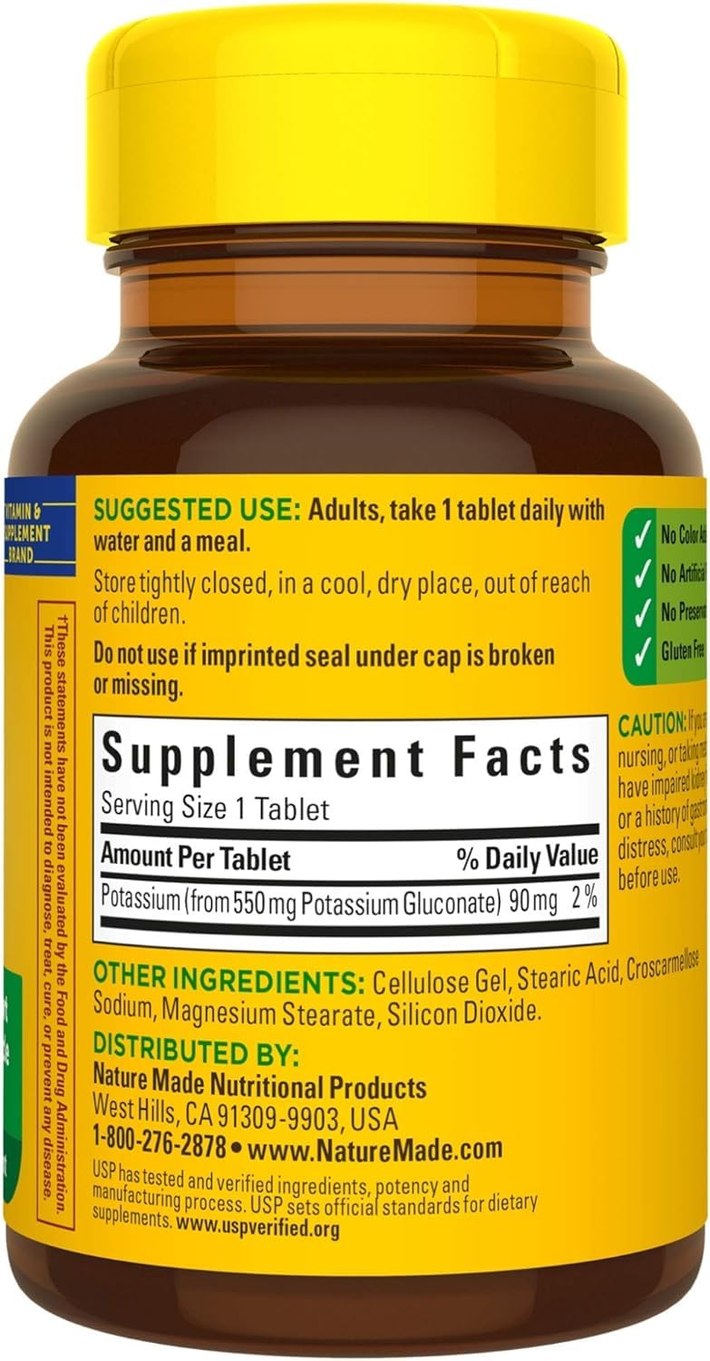 Nature Made Potassium Gluconate 550mg, 100 tablets - Nirvana Guru