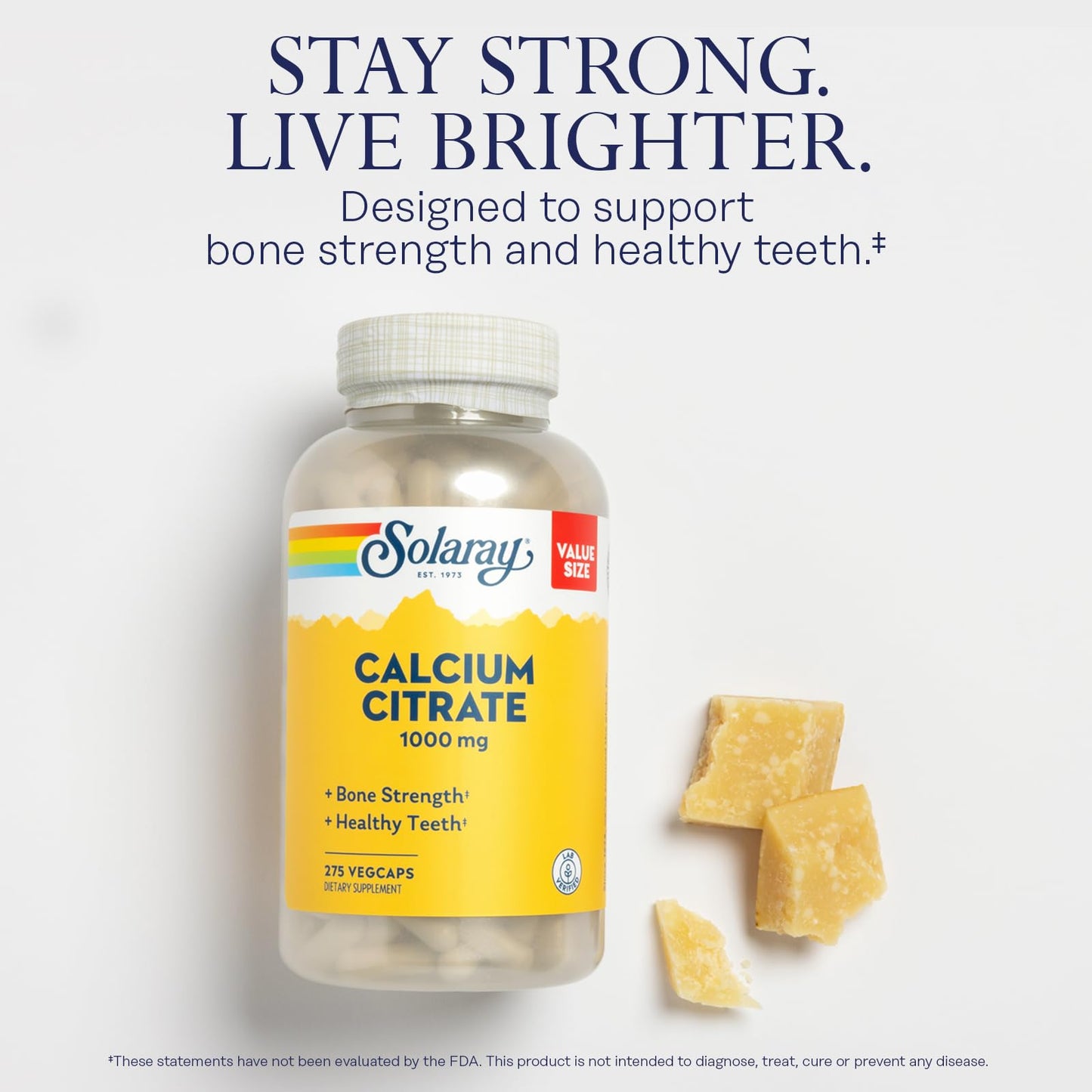 Solaray Calcium Citrate 1000mg - Chelated Calcium Supplement - Supports Bone Strength and Healthy Teeth - Easy to Digest - 60-Day Guarantee, Vegan - 68 Servings, 275 VegCaps Nirvana Guru