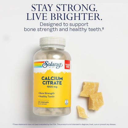 Solaray Calcium Citrate 1000mg - Chelated Calcium Supplement - Supports Bone Strength and Healthy Teeth - Easy to Digest - 60-Day Guarantee, Vegan - 68 Servings, 275 VegCaps Nirvana Guru