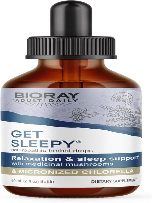 BIORAY Daily Get Sleepy - 2 fl oz - Relaxation & Rest Support - with Medicinal Mushrooms & Micronized Chlorella - Non-GMO, Vegan, Gluten Free - Approx. 30 Servings Nirvana Guru