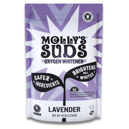 Molly's Suds Oxygen Whitener | Powerful Bleach Alternative, Chlorine Free & Color Safe | Brightens Whites and Removes Stains (Lemon Essential Oil - 41.09 oz) Nirvana Guru