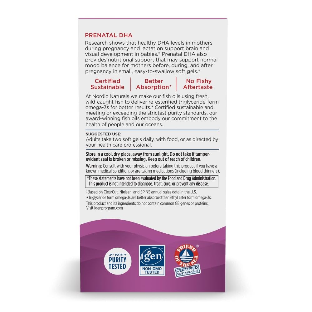 Nordic Naturals Prenatal DHA, Strawberry - 120 Soft Gels - 830 mg Omega-3 + 400 IU Vitamin D3 - Supports Brain Development in Babies During Pregnancy & Lactation - Non-GMO - 60 Servings - Nirvana Guru