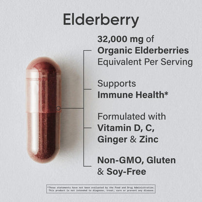Sports Research Black Elderberry with Zinc, Vitamin C, & Vitamin D, Immune Support Supplement for Adults, 60 Capsules - Nirvana Guru