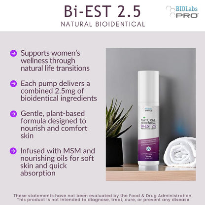 BioLabs PRO Natural Bioidentical Estro 2.5 Cream, Combo for Women Two Month Supply (Unscented-3oz) Nirvana Guru