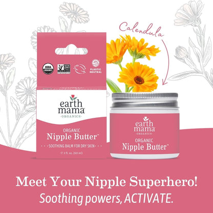 Earth Mama Organic Nipple Butter™ | Nipple Cream Safe for Breastfeeding | Postpartum Essentials for Nursing | Non Lanolin Nipple Cream, 2-Fluid Ounce Nirvana Guru