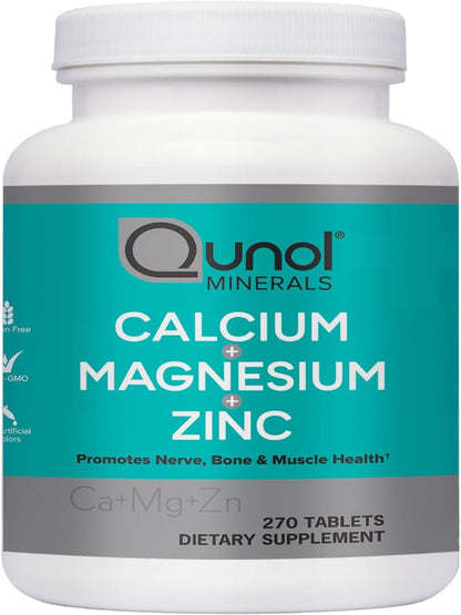 Qunol Calcium 3 in 1 Tablets with Calcium, Magnesium & Zinc for Immune Support, Bone, Nerve, and Muscle Health Supplement, 270 Count Nirvana Guru