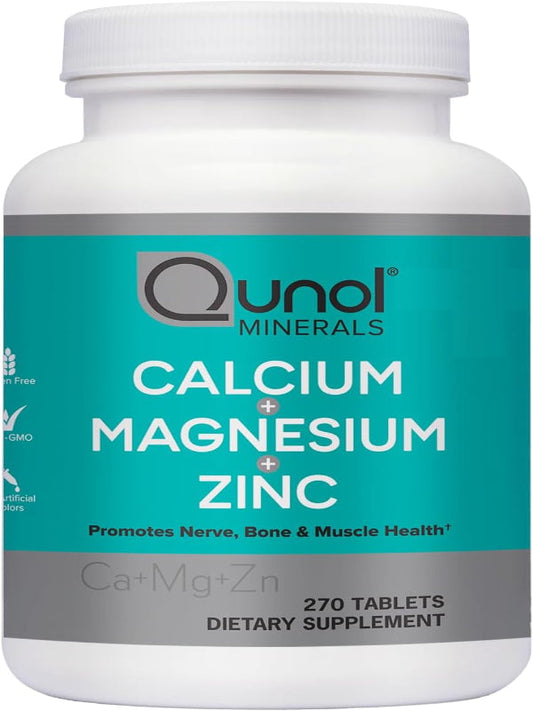 Qunol Calcium 3 in 1 Tablets with Calcium, Magnesium & Zinc for Immune Support, Bone, Nerve, and Muscle Health Supplement, 270 Count Nirvana Guru