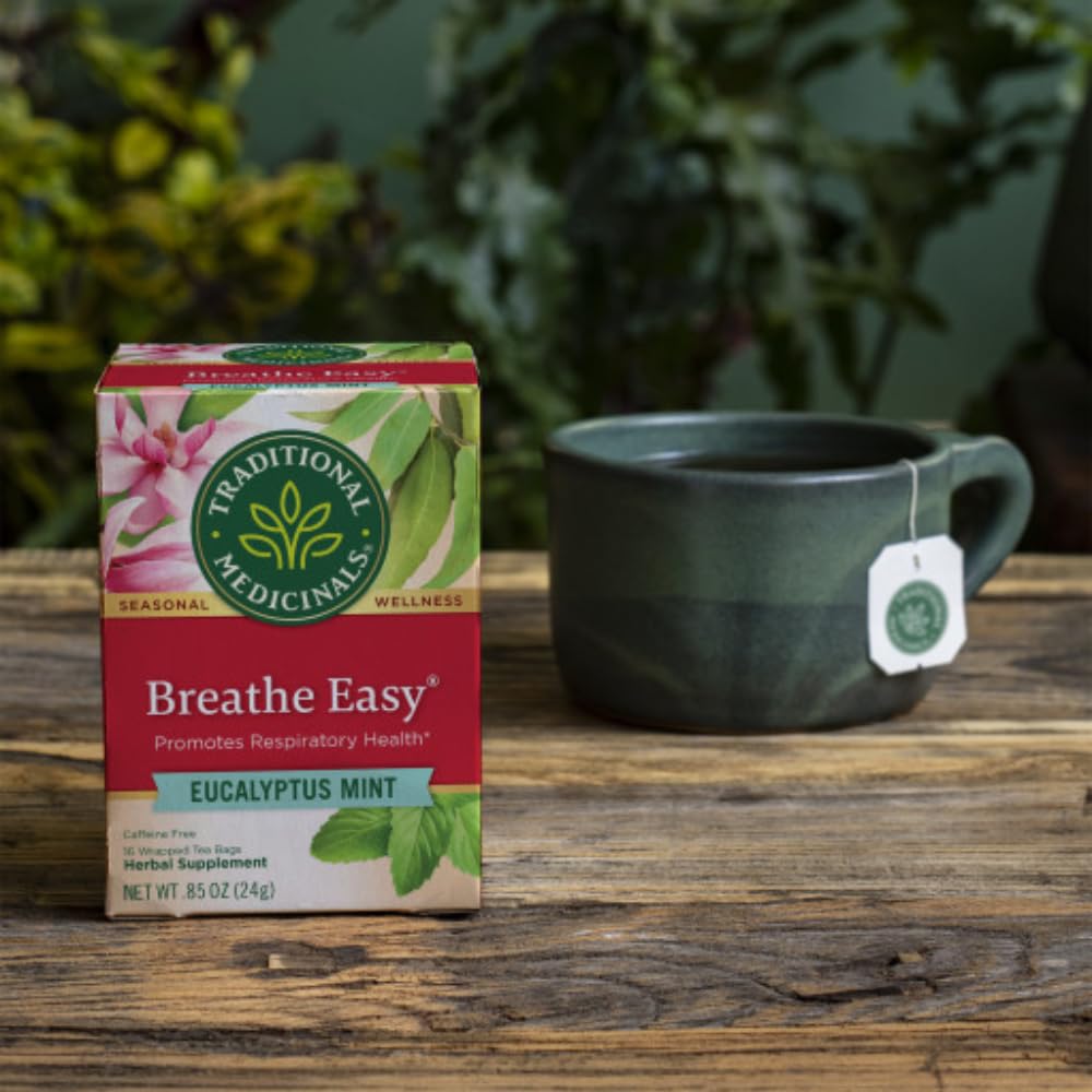 Traditional Medicinals - Breathe Easy Seasonal Tea - Promotes Respiratory Health - 16 Tea Bags - Nirvana Guru