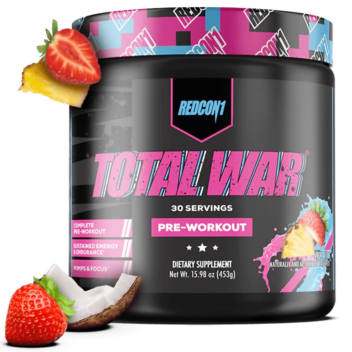 REDCON1 Total War Pre Workout Powder, Blue Lemonade - Beta Alanine + Citrulline Malate Keto Friendly Preworkout for Men & Women with 320mg of Caffeine - Fast Acting (30 Servings) Nirvana Guru