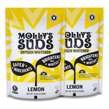 Molly's Suds Oxygen Whitener | Powerful Bleach Alternative, Chlorine Free & Color Safe | Brightens Whites and Removes Stains (Lemon Essential Oil - 41.09 oz) Nirvana Guru