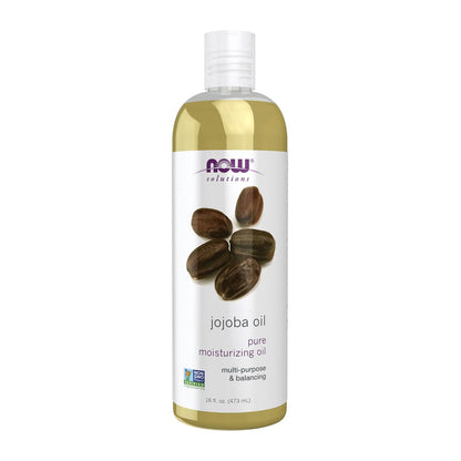 NOW Foods Solutions, Jojoba Oil, 100% Pure Moisturizing, Multi-Purpose Oil for Face, Hair and Body, 16-Ounce - Nirvana Guru