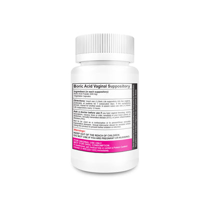 NutraBlast Boric Acid Vaginal Suppositories - 100% Pure Made in USA - Boric Life Intimate Health Support (30 Count)