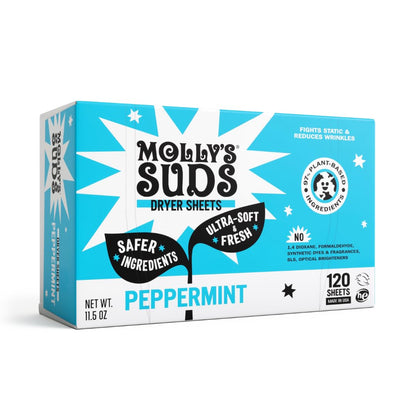 Molly's Suds Fabric Softener Dryer Sheets for Sensitive Skin | Plant-Based Static Reducer, Plastic-Free Packaging | Lavender (120 Sheets) Nirvana Guru