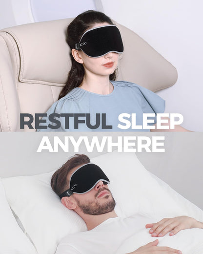 MZOO Sleep Eye Mask for Side Sleeper Men Women, Zero Eye Pressure 3D Sleeping Mask, Light Blocking Patented Design Night Blindfold, Soft Eye Shade Cover for Travel, Black