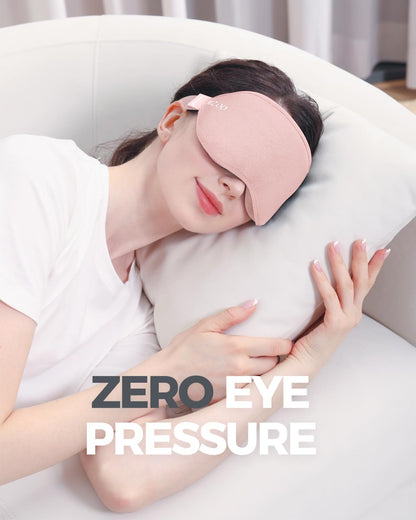 MZOO Sleep Eye Mask for Side Sleeper Men Women, Zero Eye Pressure 3D Sleeping Mask, Light Blocking Patented Design Night Blindfold, Soft Eye Shade Cover for Travel, Black