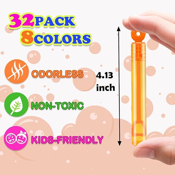 Party Goodie Bag Stuffer Fillers for Kids, 32 Pack Mini Bubble Wand Toys Gifts for Toddlers, Small Pinata Birthday Camping Wedding Party Favors Supplies, Classroom School Stuff Prizes Treats Non Candy nirvanaguru