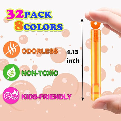 Party Goodie Bag Stuffer Fillers for Kids, 32 Pack Mini Bubble Wand Toys Gifts for Toddlers, Small Pinata Birthday Camping Wedding Party Favors Supplies, Classroom School Stuff Prizes Treats Non Candy nirvanaguru