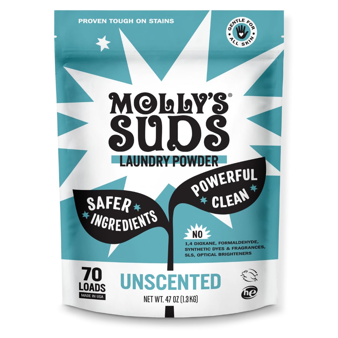 Molly's Suds Super Powder Detergent | Extra Strength Laundry Soap, Stain Fighting | Sensitive Skin | Simple, Effective Ingredients | 60 Loads - Lavender