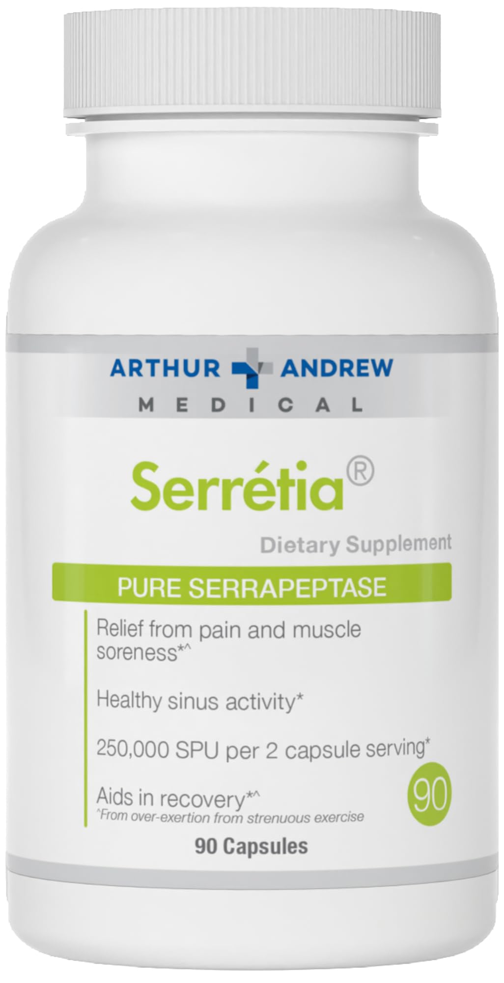 Arthur Andrew Medical, Serretia, Serrapeptase Formula for Muscle and Sinus Support, 90 Capsules Nirvana Guru
