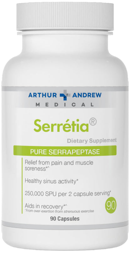 Arthur Andrew Medical, Serretia, Serrapeptase Formula for Muscle and Sinus Support, 90 Capsules Nirvana Guru
