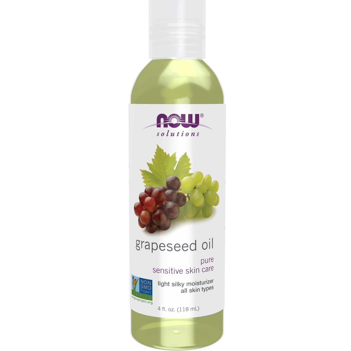 NOW Foods Solutions, Grapeseed Oil, Skin Care for Sensitive Skin, Light Silky Moisturizer for All Skin Types, 16-Ounce - Nirvana Guru