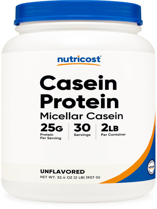 Nutricost Casein Protein Powder 2lb - Micellar Casein, Gluten Free, Non-GMO (Unflavored) - Nirvana Guru