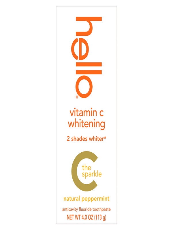 hello Vitamin C Whitening Toothpaste with Fluoride, Whitening SLS Free Toothpaste, Up to 2 Shades Whiter Teeth, No Peroxide, Safe for Everyday Use, Natural Peppermint, 4.0 Oz Nirvana Guru