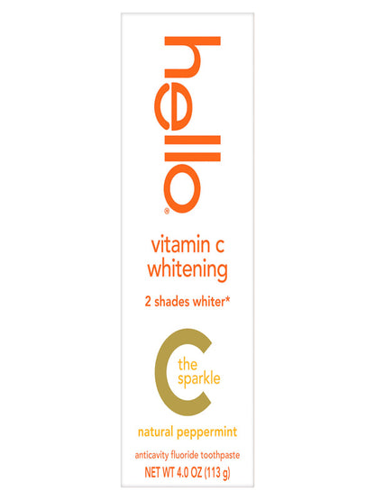 hello Vitamin C Whitening Toothpaste with Fluoride, Whitening SLS Free Toothpaste, Up to 2 Shades Whiter Teeth, No Peroxide, Safe for Everyday Use, Natural Peppermint, 4.0 Oz Nirvana Guru